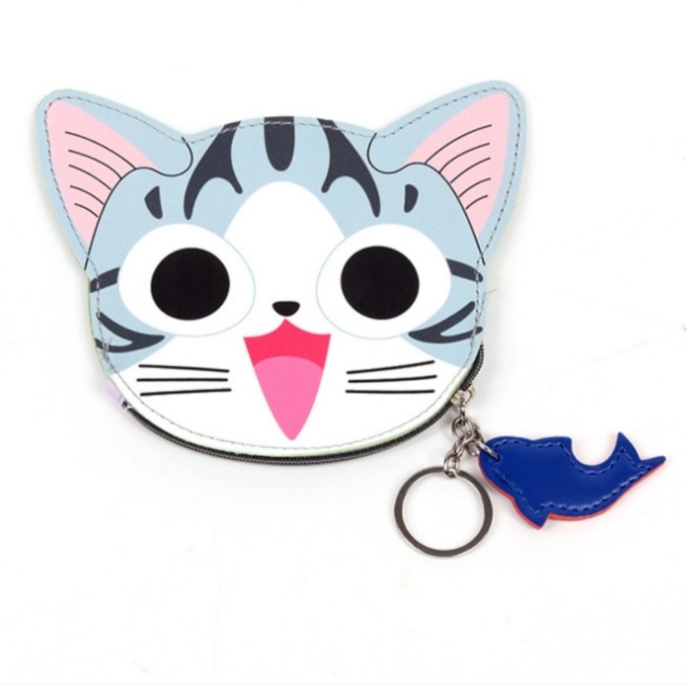 Happy kitty Cat  Blue Fish Pouches